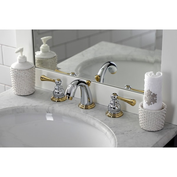 KB914BL Vintage Widespread Bathroom Faucet, Chrm/Brass